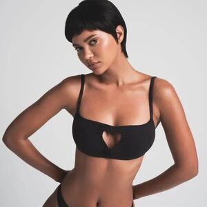 Skims Cotton Jersey Heart Scoop Bralette Soot Size XS